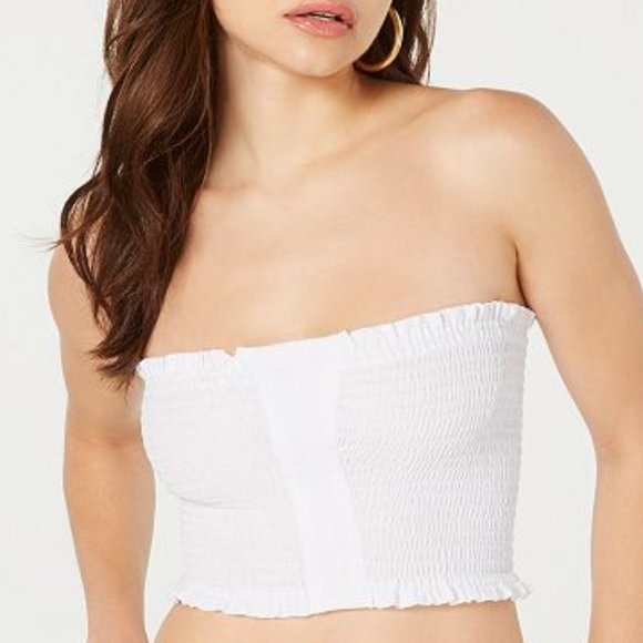 Guess Tops - GUESS Chica White Smocked Tube Top NWT